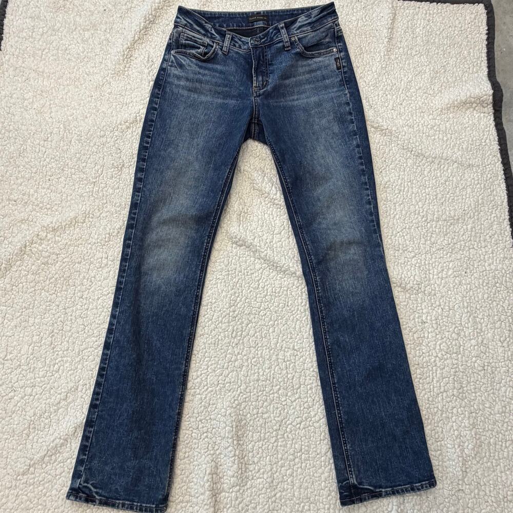 Silver Jeans Women’s Elyse Slim Boot Western Glove Works Dark Wash 27x33